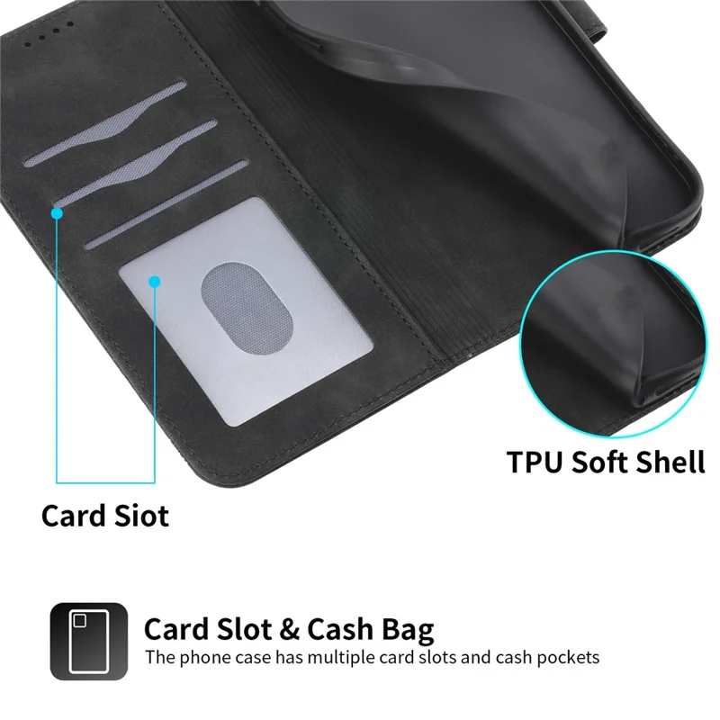 DIERFENG DF-03 Leather Case For Oppo F31 5G  /  A6 Pro 5G  /  A6 Pro 4G Lines Imprint Wallet Phone Cover with Wrist Strap - Black