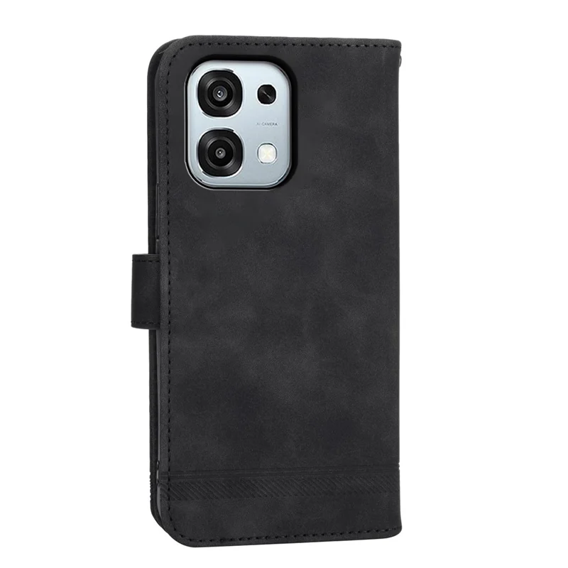 DIERFENG DF-03 Leather Case For Oppo F31 5G  /  A6 Pro 5G  /  A6 Pro 4G Lines Imprint Wallet Phone Cover with Wrist Strap - Black