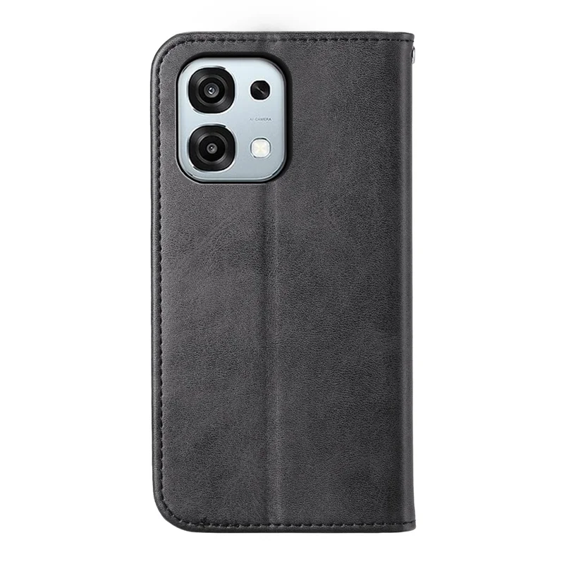 Geldbörse Hülle für Oppo F31 5G / A6 Pro 5G / A6 Pro 4G Kalbsleder-Textur PU-Leder Handyhülle mit Handgelenkband - Schwarz