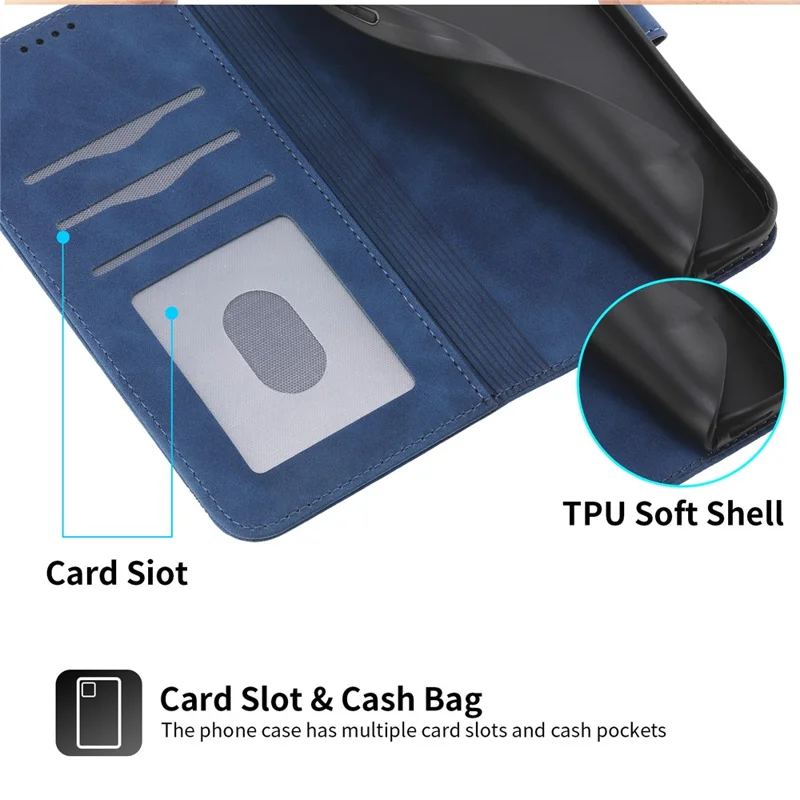 DIERFENG DF-03 For Xiaomi 15T Case Lines Imprint Wallet Leather Phone Cover with Wrist Strap - Blue