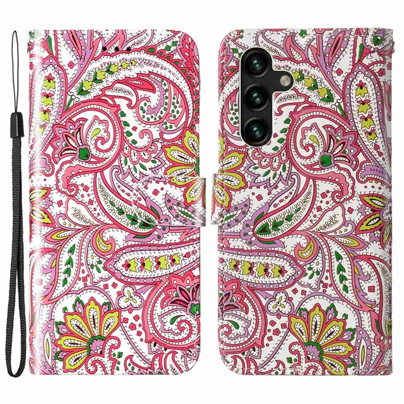 For Samsung Galaxy A04s 4G (164.7mm) Pattern Embossed Phone Case PU Leather TPU Wallet Case with Stand / Hand Strap - Flower