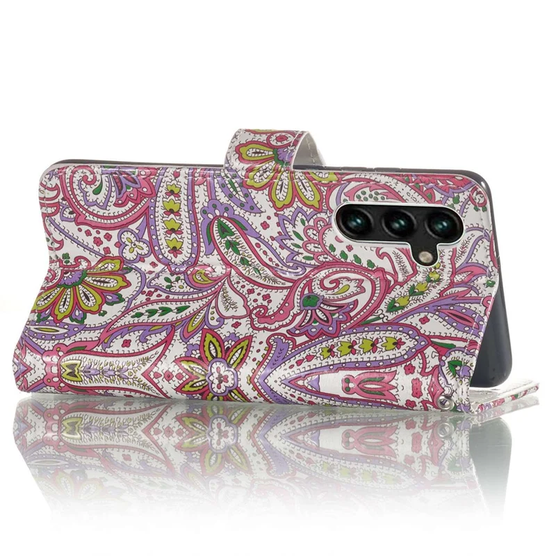 For Samsung Galaxy A04s 4G (164.7mm) Pattern Embossed Phone Case PU Leather TPU Wallet Case with Stand / Hand Strap - Flower