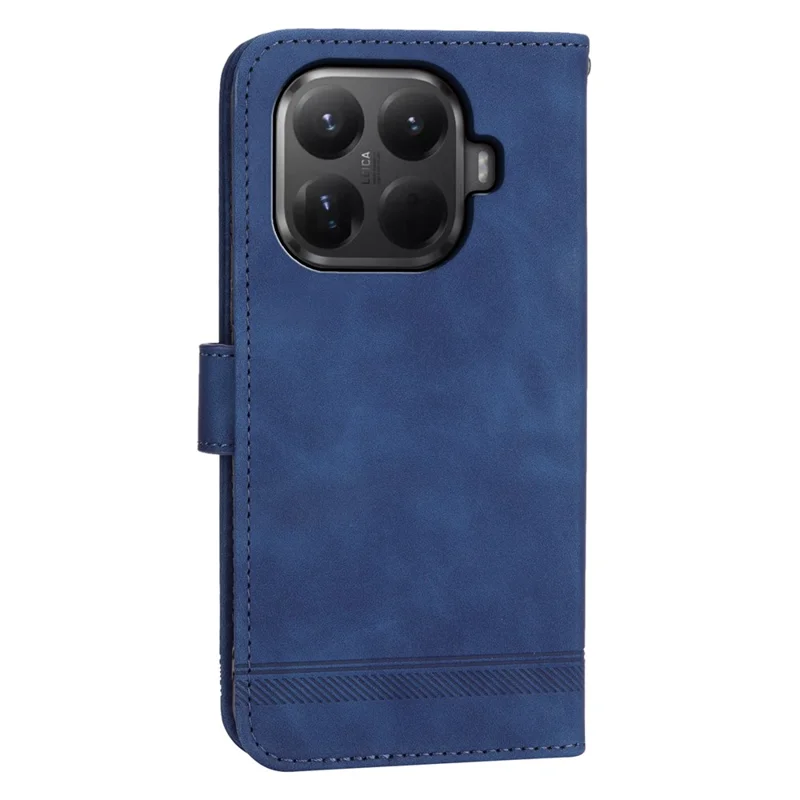 DIERFENG DF-03 til Xiaomi 15T Pro Taskebeskyttelse med Linjemønster i Læder med Håndledsrem - Blå