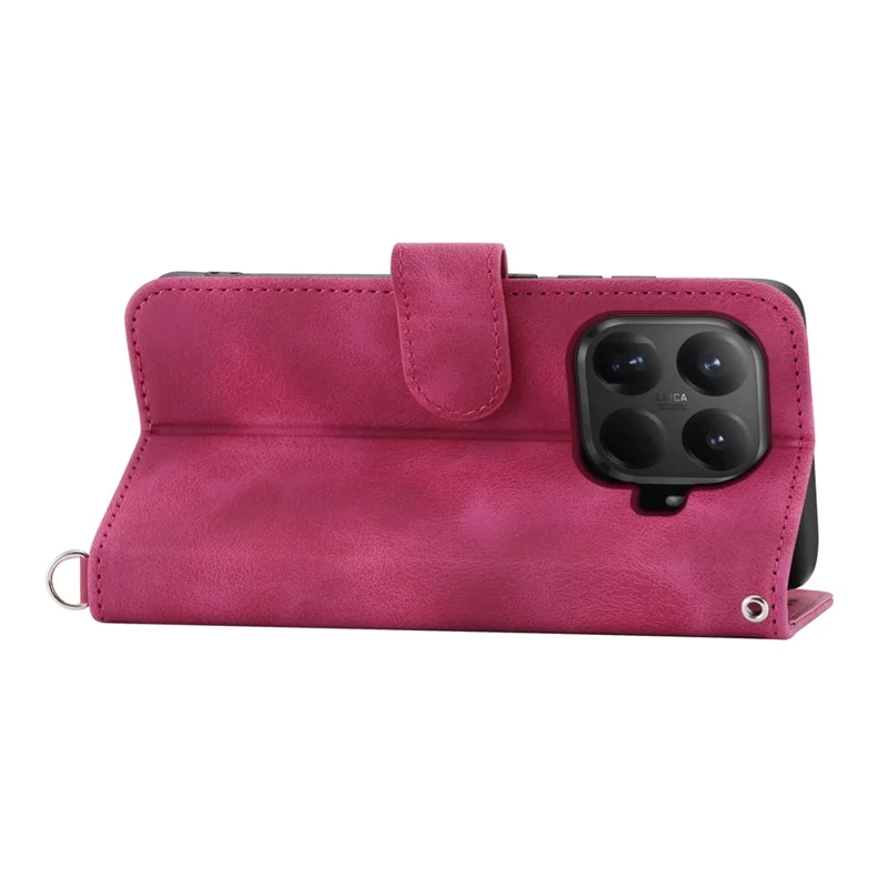 Etui na Xiaomi 15T Pro z nadrukiem kwiatów, portfel z syntetycznej skóry z paskiem - czerwony wino