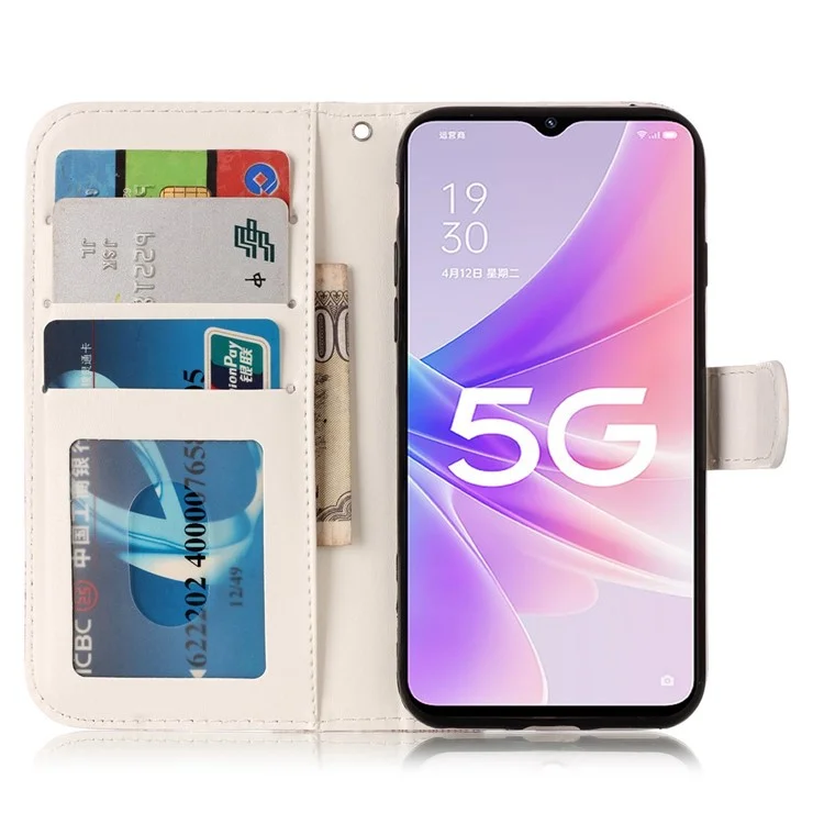 Per Oppo A57 (2022) 5G / A57 4G / A77 5G / A57s 4G Custodia Portafoglio per Telefono con Motivo Goffrato in Pelle PU e TPU con Supporto e Cinturino - Gufo