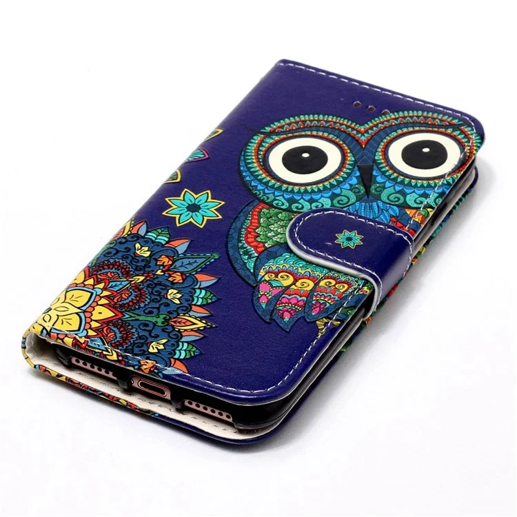 Per Oppo A57 (2022) 5G / A57 4G / A77 5G / A57s 4G Custodia Portafoglio per Telefono con Motivo Goffrato in Pelle PU e TPU con Supporto e Cinturino - Gufo