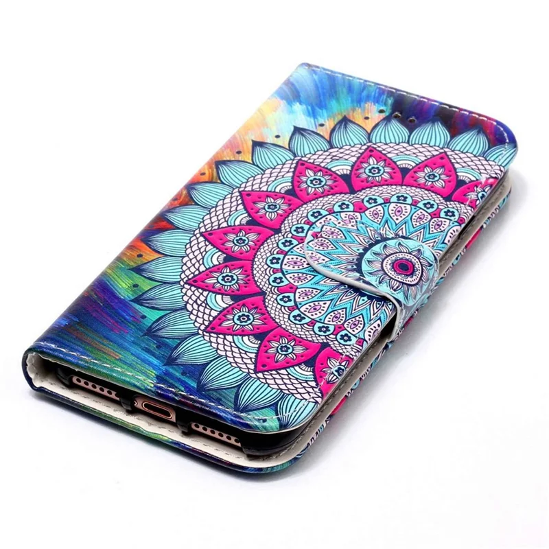 For Oppo A57 (2022) 5G / A57 4G  /  A77 5G /  A57s 4G Wallet Phone Case Pattern Embossed PU Leather TPU Stand Case with Hand Strap - Mandala Flower