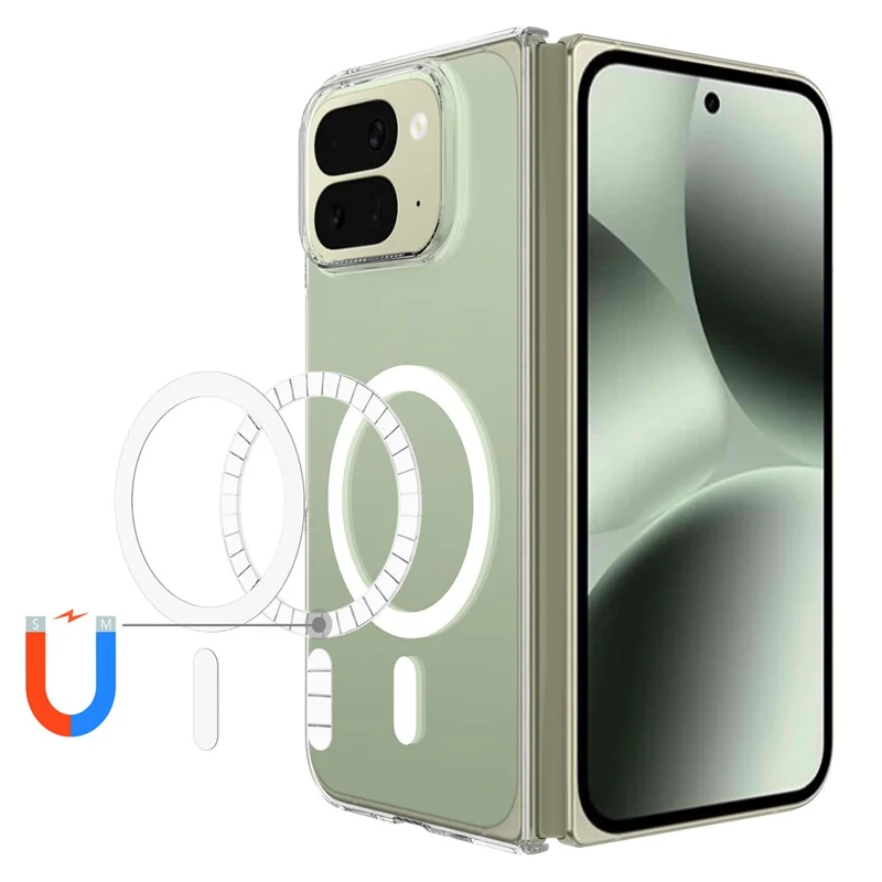 For Google Pixel 10 Pro Fold Clear Phone Magnetic Case TPU+Acrylic Back Cover - Clear