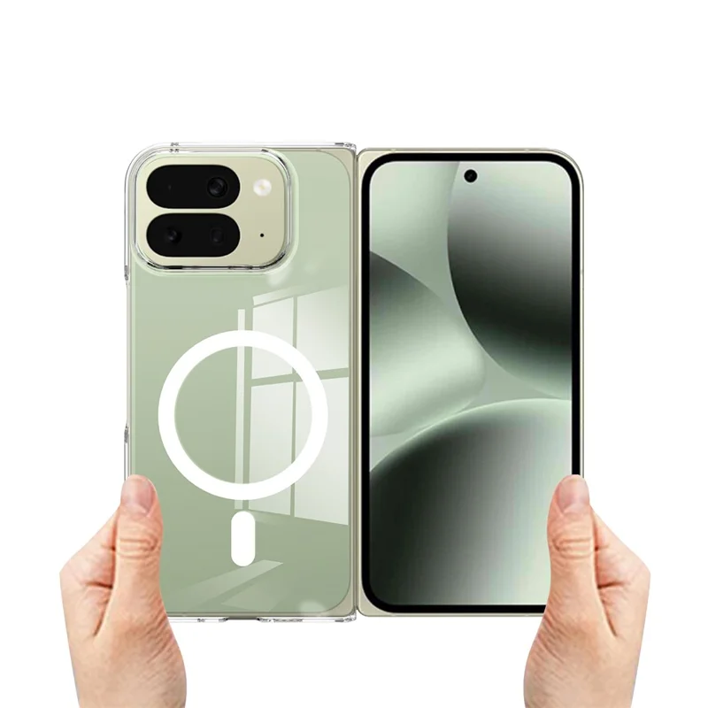 For Google Pixel 10 Pro Fold Clear Phone Magnetic Case TPU+Acrylic Back Cover - Clear