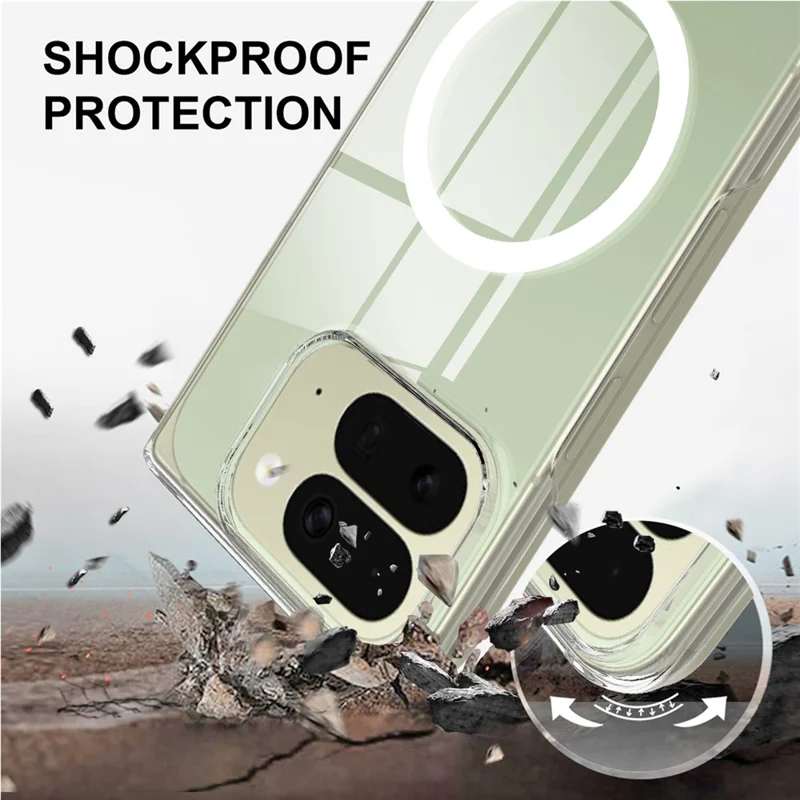 For Google Pixel 10 Pro Fold Clear Phone Magnetic Case TPU+Acrylic Back Cover - Clear