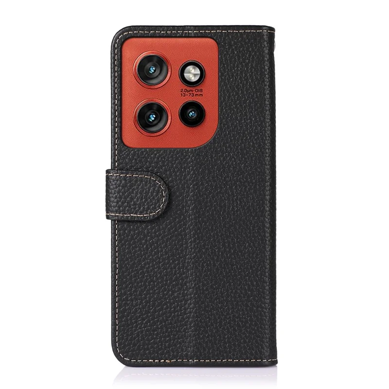 KHAZNEH Per Motorola Edge 60 Neo 5G Custodia Vera Pelle di Mucca Flip Phone Cover - Nero