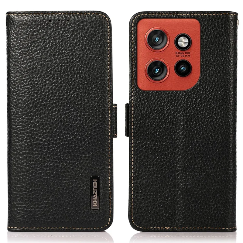 KHAZNEH для чехла Motorola Edge 60 Neo 5G, настоящая кожа коровы, RFID-блокировка - черный