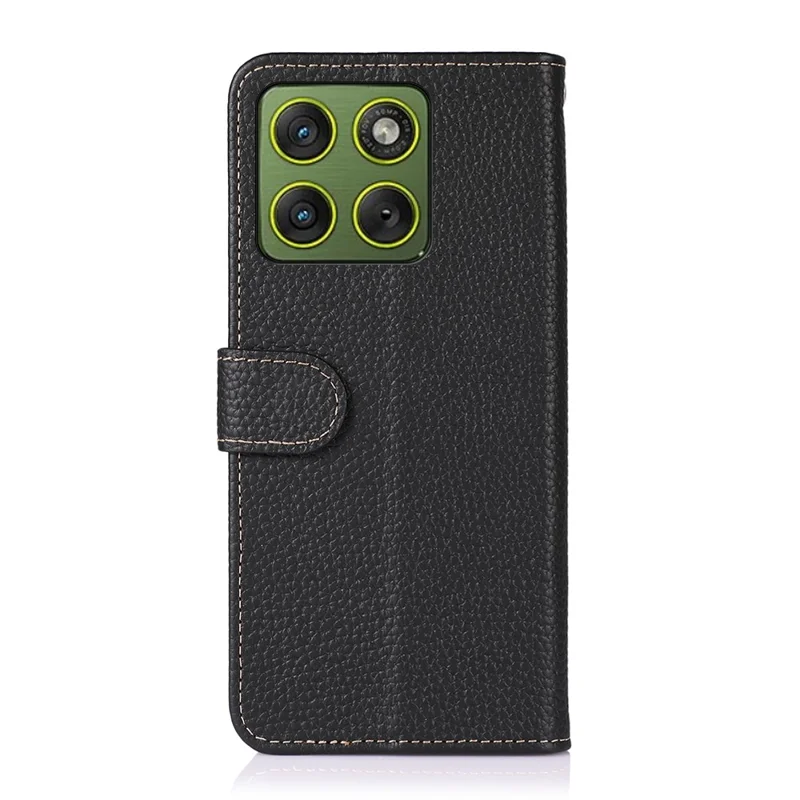 KHAZNEH voor Motorola Edge 70 5G hoesje Echt lederen omslaghoes - Zwart