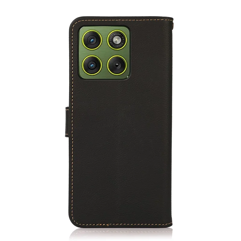 KHAZNEH voor Motorola Edge 70 5G hoesje Echt lederen portemonnee hoes - Zwart