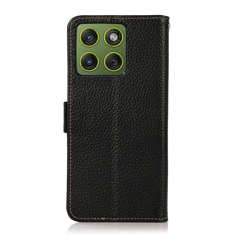 KHAZNEH etui na Motorola Edge 70 5G ze skóry naturalnej, ochrona przed skanowaniem RFID - Czarny