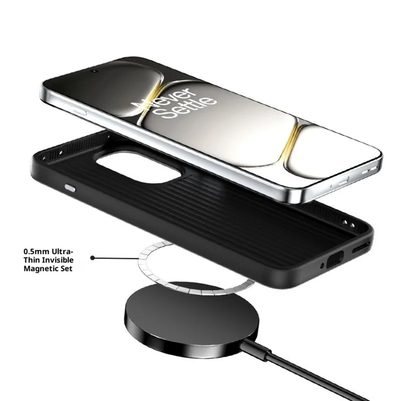 ABEEL For OnePlus Ace 6 5G Magnetic Case PC + TPU + Aluminum Alloy + PU Leather Slim Phone Back Cover - Texture 3