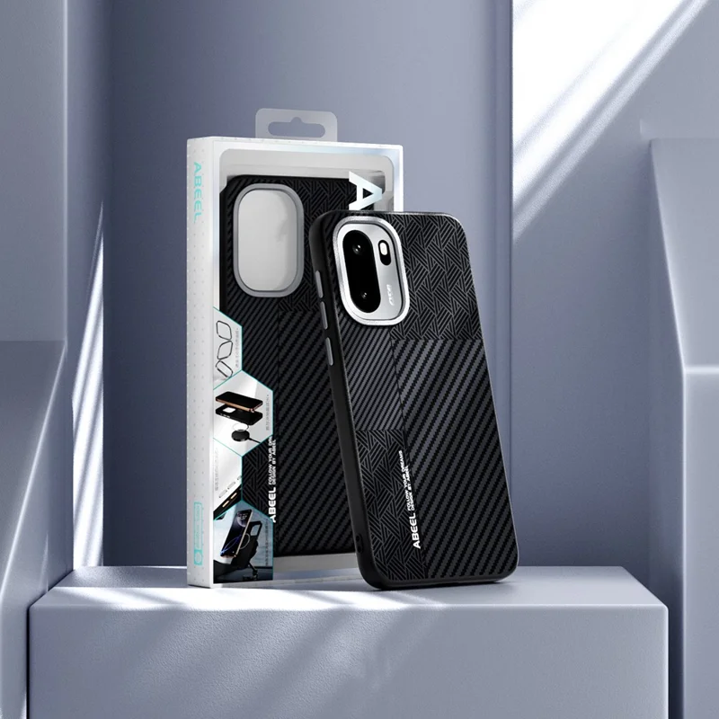 ABEEL For OnePlus Ace 6 5G Magnetic Case PC + TPU + Aluminum Alloy + PU Leather Slim Phone Back Cover - Texture 3