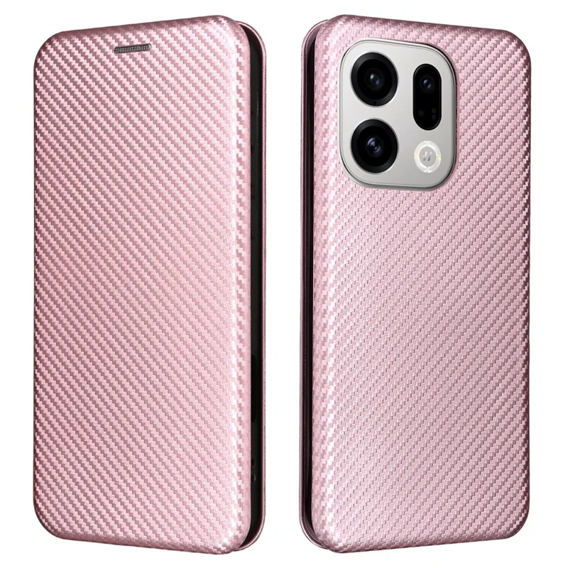 Для Oppo Find X9 5G Case Carbon Fiber Texture Drop-Proof PU Leather Phone Cover - Rose Gold