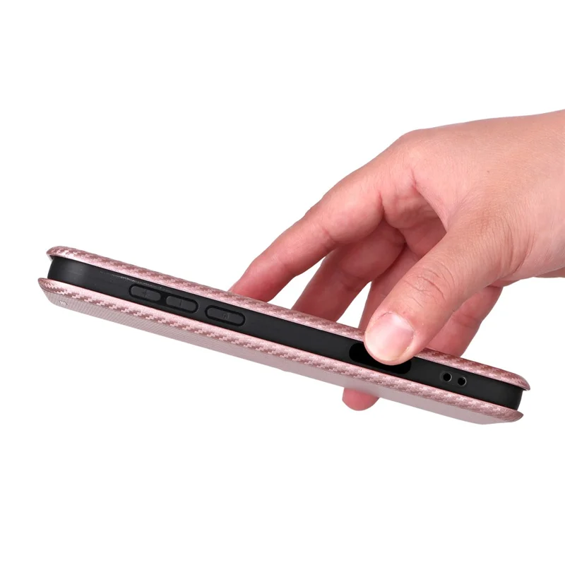 Для Oppo Find X9 5G Case Carbon Fiber Texture Drop-Proof PU Leather Phone Cover - Rose Gold