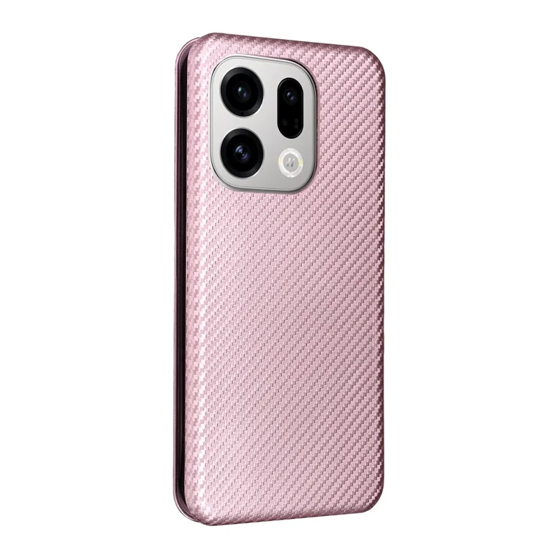 Для Oppo Find X9 5G Case Carbon Fiber Texture Drop-Proof PU Leather Phone Cover - Rose Gold