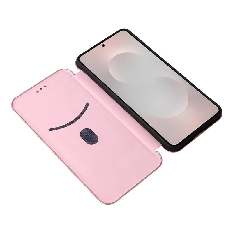 Cover per Samsung Galaxy S26 Edge in Fibra di Carbonio Texture Antiurto in Pelle PU - Oro Rosa