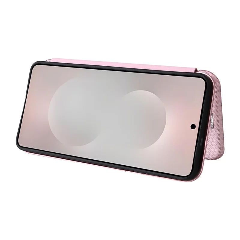 Cover per Samsung Galaxy S26 Edge in Fibra di Carbonio Texture Antiurto in Pelle PU - Oro Rosa