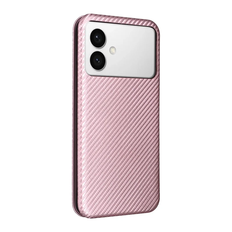Cover per Samsung Galaxy S26 Edge in Fibra di Carbonio Texture Antiurto in Pelle PU - Oro Rosa