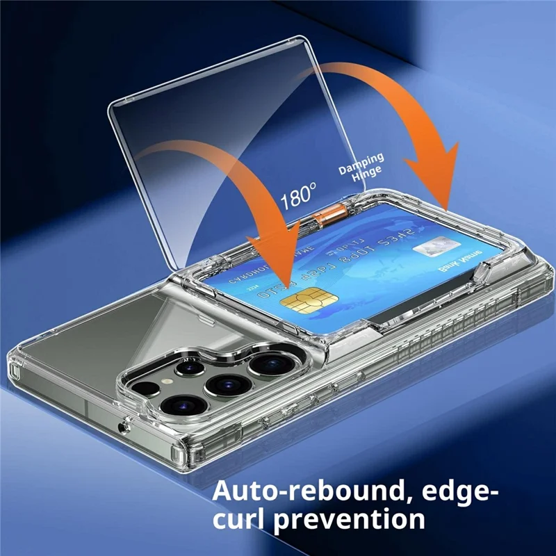 Для Samsung Galaxy S26 Ultra Clear Case PC + TPU Phone Cover Card Holder Kickstand - Transparent