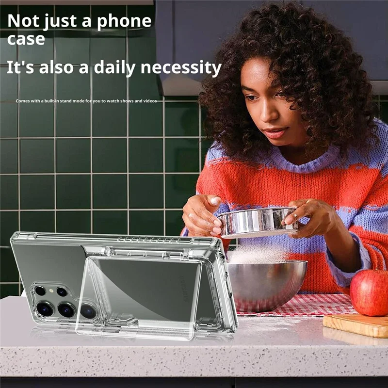 Для Samsung Galaxy S26 Ultra Clear Case PC + TPU Phone Cover Card Holder Kickstand - Transparent