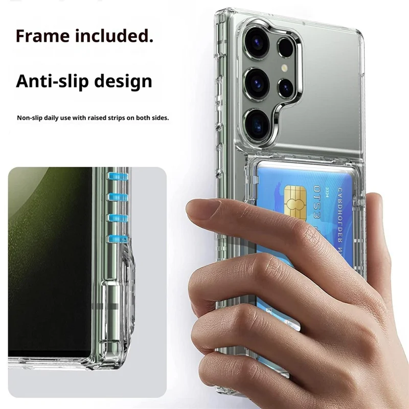 Для Samsung Galaxy S26 Ultra Clear Case PC + TPU Phone Cover Card Holder Kickstand - Transparent