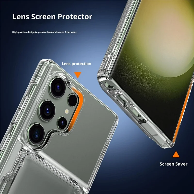 Для Samsung Galaxy S26 Ultra Clear Case PC + TPU Phone Cover Card Holder Kickstand - Transparent