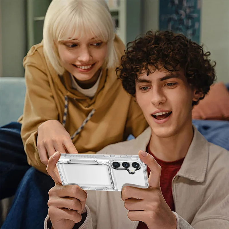 Для Samsung Galaxy S26+ Clear Case PC + TPU Phone Cover Card Holder Kickstand - Transparent