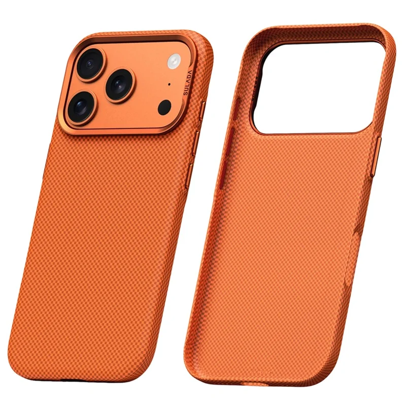 SULADA Para iPhone 17 Pro Max Funda Protectora Textura de Cuadrícula Antihuellas Funda de Teléfono - Naranja