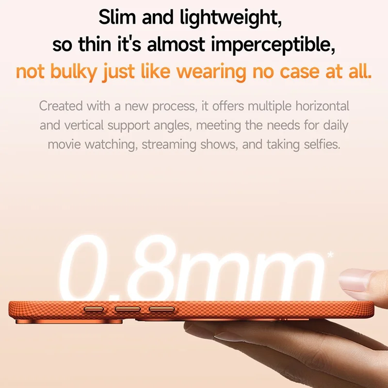 SULADA For iPhone 17 Pro Protective Magnetic Case Grid Textured Anti Fingerprint Phone Cover - Orange