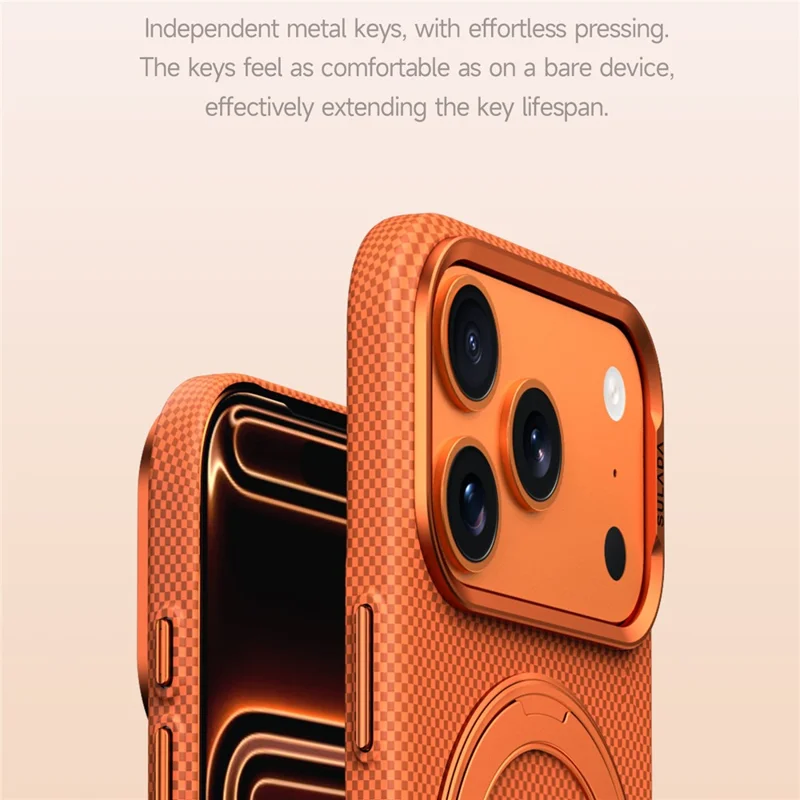 SULADA Для iPhone 17 Pro Чехол с магнитной подставкой Текстурированный противоотпечаток пальцев Чехол для телефона - Оранжевый