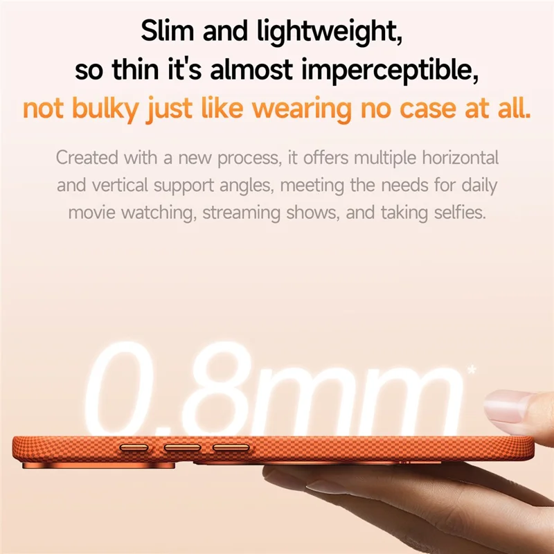 SULADA For iPhone 17 Pro Max Kickstand Magnetic Case Grid Textured Anti Fingerprint Phone Cover - Orange