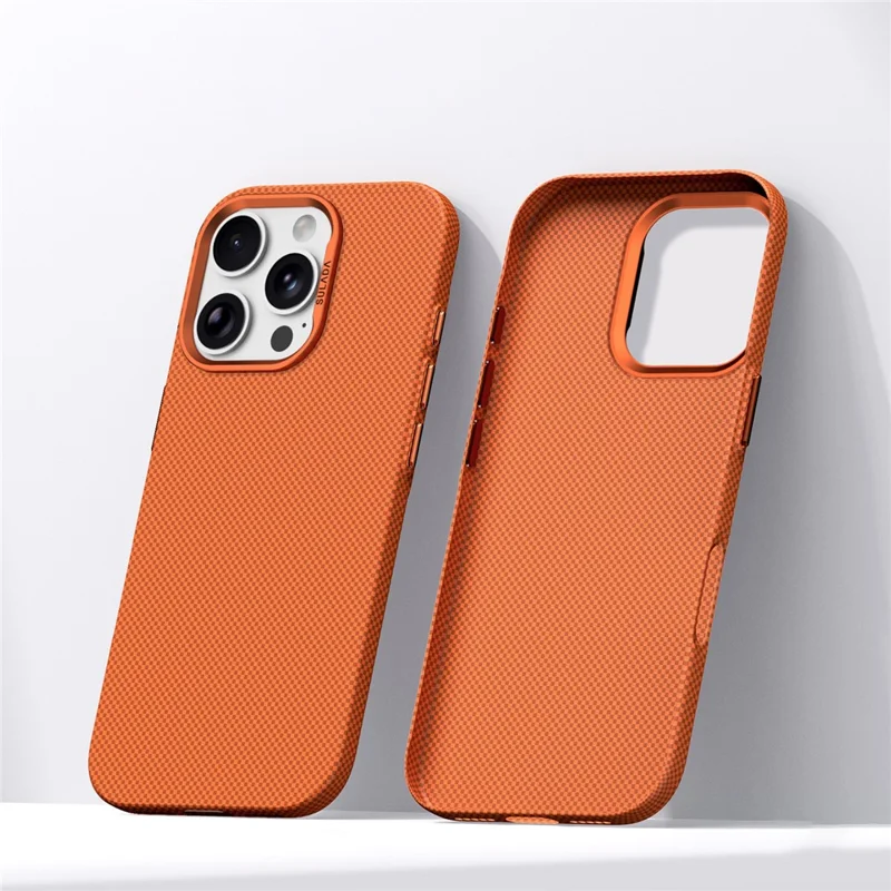 SULADA For iPhone 16 Pro Protective Case Grid Textured Anti Fingerprint Phone Cover - Orange
