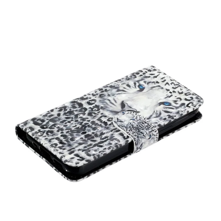 For Samsung Galaxy S23 Ultra 3D Pattern Printing PU Leather Flip Wallet Case Stand Magnetic Shockproof Protective Phone Cover with Strap - Leopard