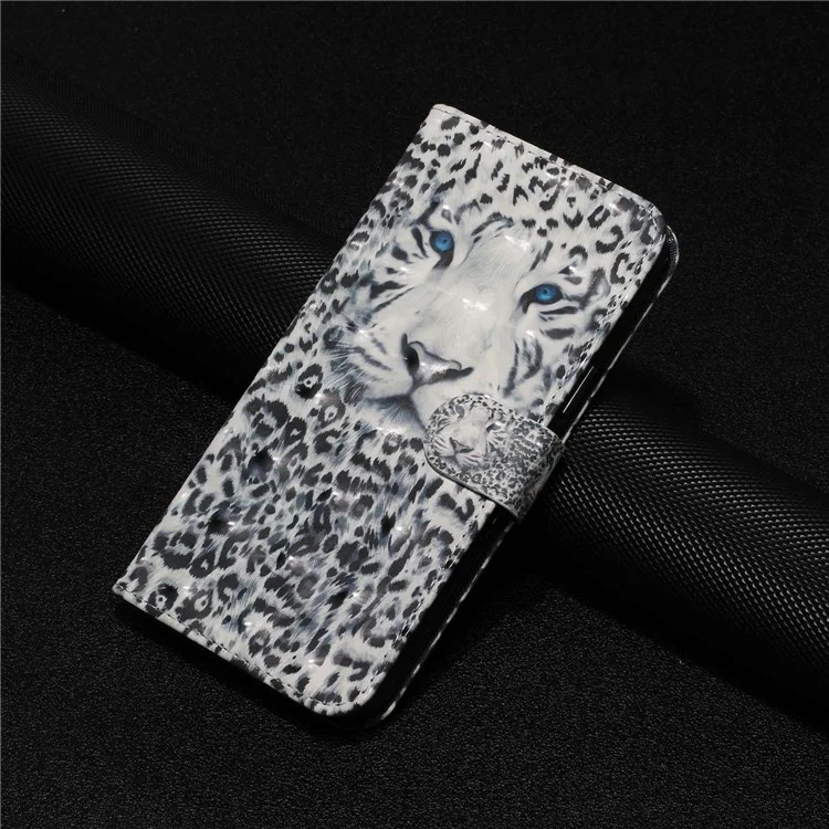 For Samsung Galaxy S23 Ultra 3D Pattern Printing PU Leather Flip Wallet Case Stand Magnetic Shockproof Protective Phone Cover with Strap - Leopard