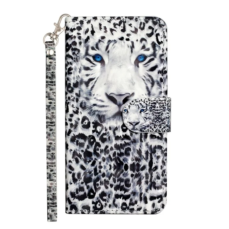 For Samsung Galaxy S23 Ultra 3D Pattern Printing PU Leather Flip Wallet Case Stand Magnetic Shockproof Protective Phone Cover with Strap - Leopard