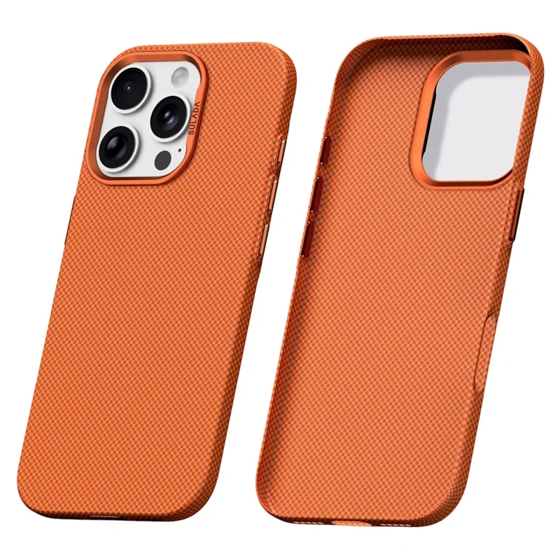 Capa Protetora SULADA para iPhone 16 Pro Max, Texturizada em Grade, Antiderrapante e Antiimpressões Digitais - Laranja
