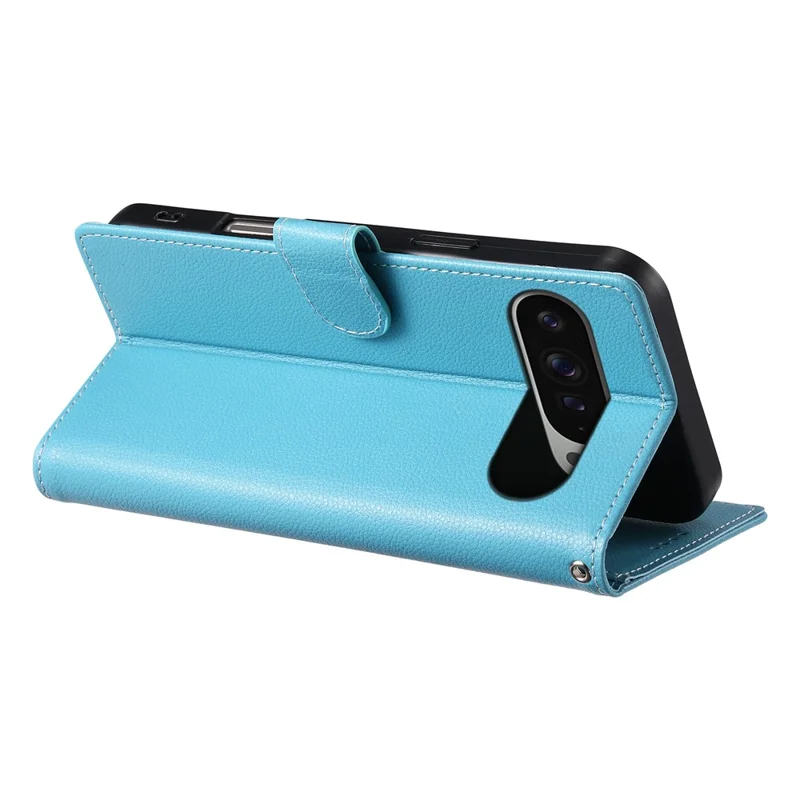 Compra em Massa para Capa de Couro Magnética com Textura de Litchi para Google Pixel 9 Pro XL com Alça de Pulso - Azul Céu