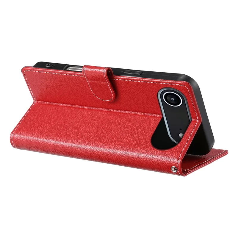 Großeinkauf für iPhone Air Lederhülle Magnetverschluss Litchi-Textur Brieftaschen-Handyhülle mit Handgelenkschlaufe - Rot