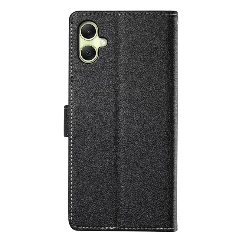 Acquisto all'ingrosso per Samsung Galaxy A07 4G Custodia in pelle Snap magnetico Texture Litchi Custodia portafoglio per telefono con cinturino da polso - Nero