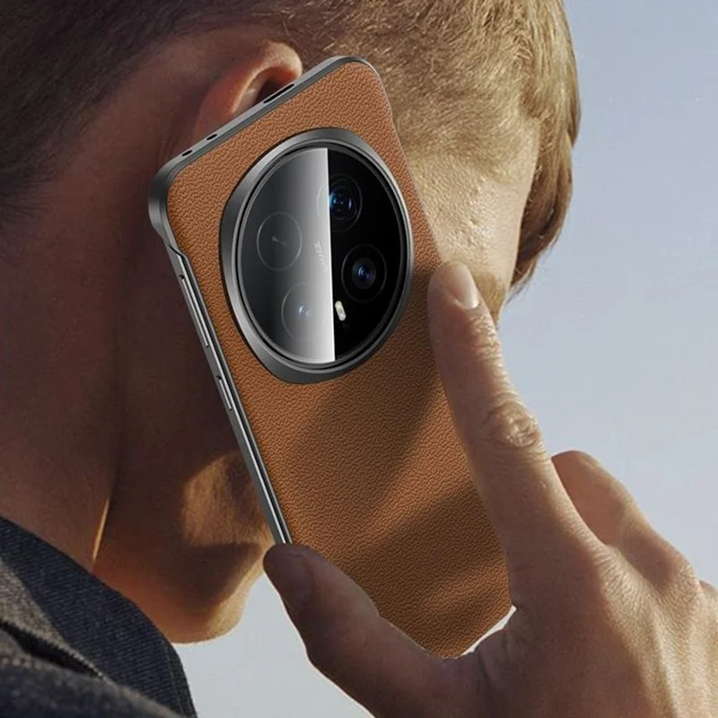 SULADA Pour Honor Magic8 Pro 5G Étui en Cuir de Vache Véritable Housse Arrière de Téléphone Sans Cadre - Marron