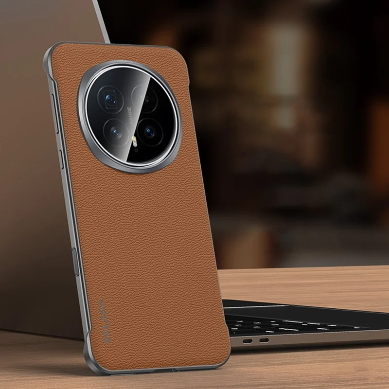 SULADA For Honor Magic8 5G Case Genuine Cow Leather Frameless Phone Back Cover - Brown