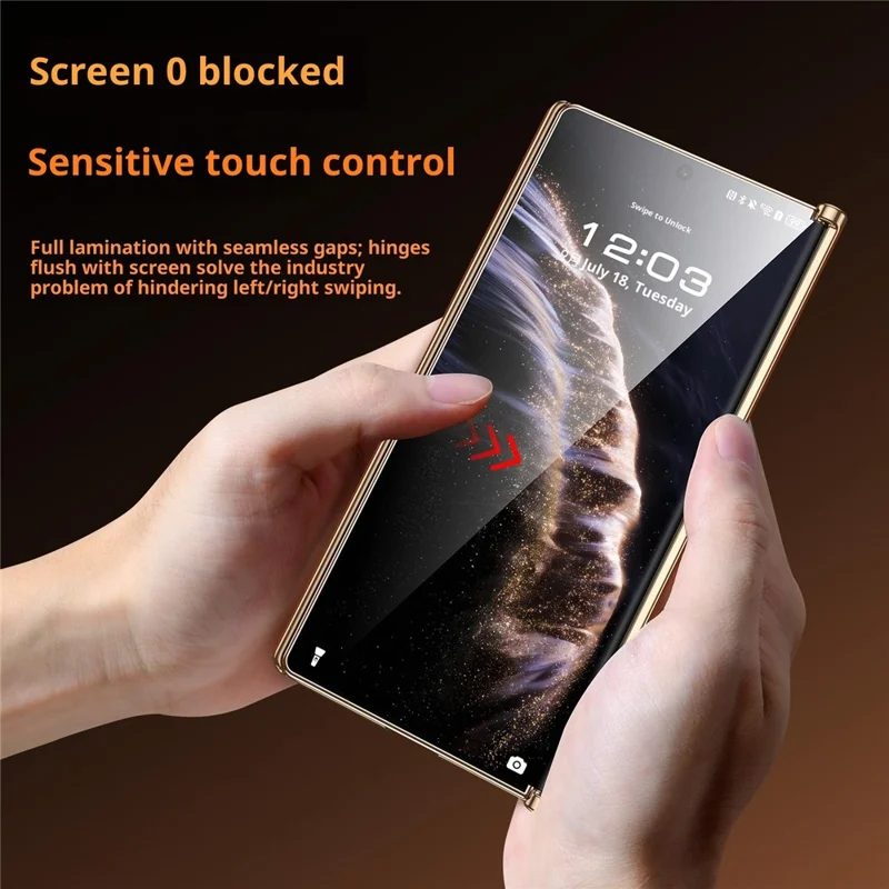 SULADA til Huawei Mate XT Ultimate / XTs Ultimate Magnetisk Case med Dobbeltakse Design Hjernbeskyttelse af Ægte Kudefrak + PC Telefonbeskyttelse - Orange