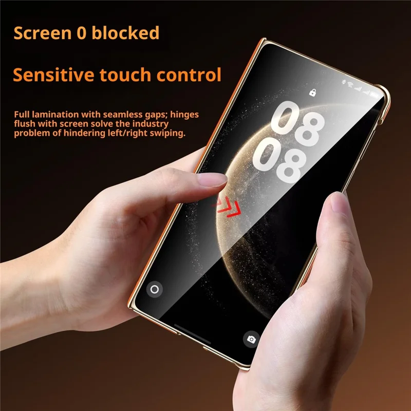 SULADA Pour Huawei Mate X5 Étui Magnétique Conception à Double Axe Protection de Charnière Véritable Cuir de Vache + Housse de Téléphone en PC - Orange