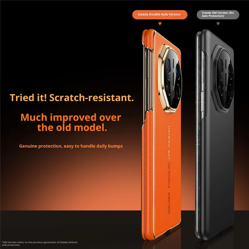 SULADA Pour Huawei Mate X5 Étui Magnétique Conception à Double Axe Protection de Charnière Véritable Cuir de Vache + Housse de Téléphone en PC - Orange