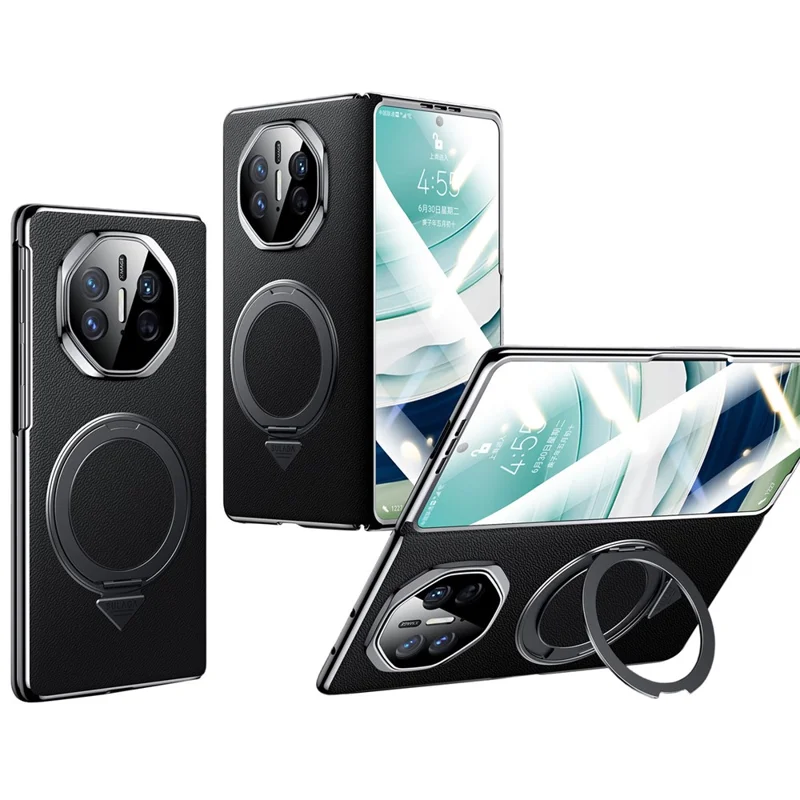 SULADA Per Huawei Mate X5 Custodia Magnetica con Supporto / Pellicola Schermo Vera Pelle Bovina PC Cover Telefonica - Nero